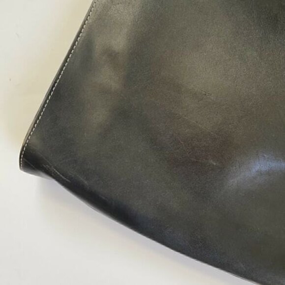 I Santi Vintage Leather Envelope Handbag Oversized Clutch Strap Black Brown - Picture 9 of 9